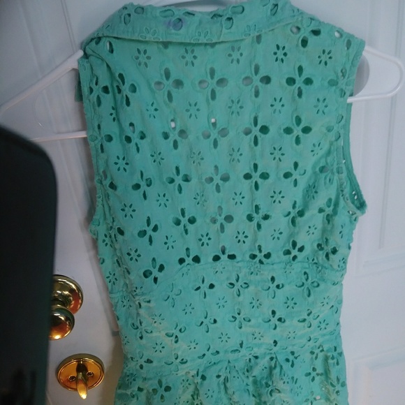 GUESS aqua eyelet peplin top S - Picture 5 of 8